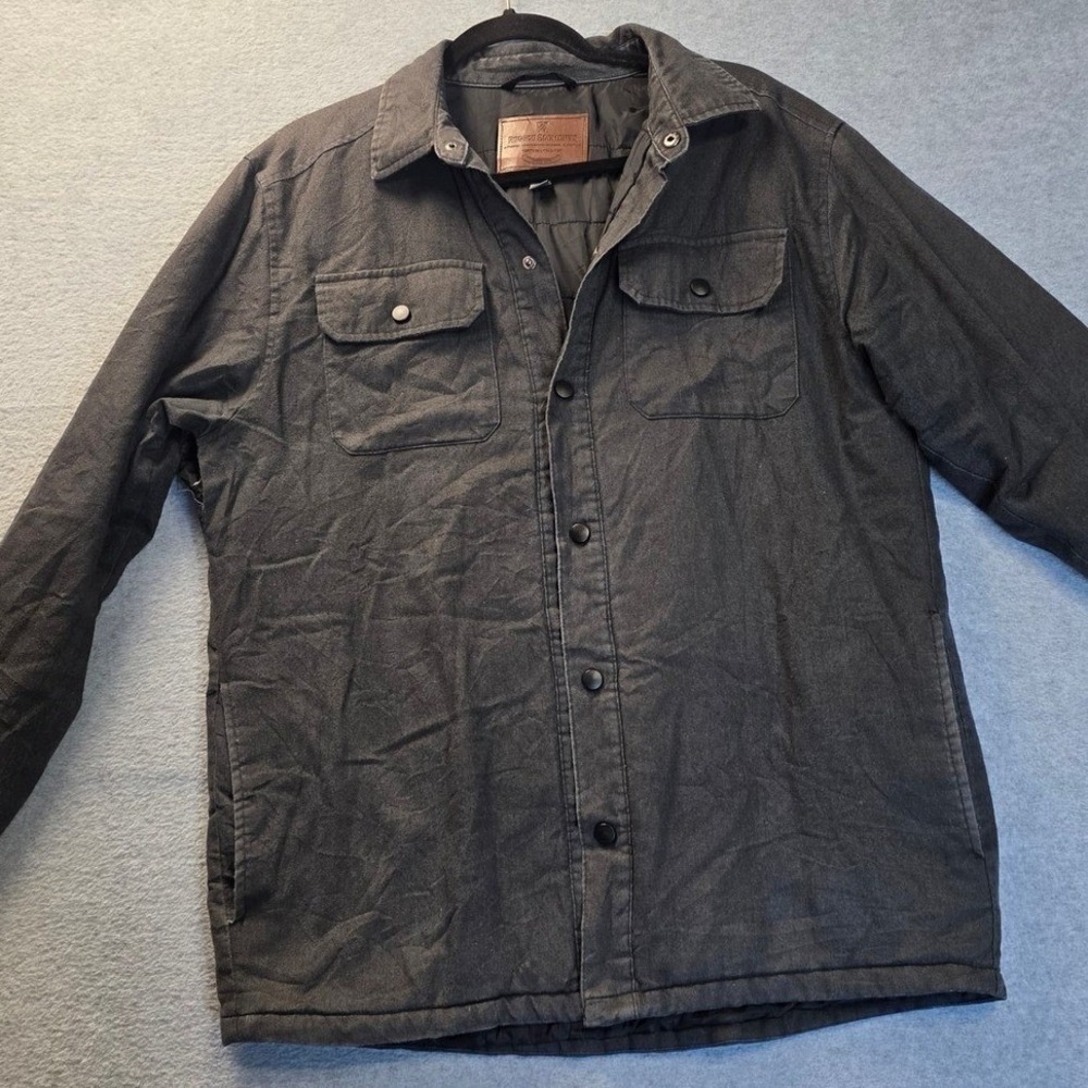 Rugged Elements Men Insulated Shirt Jacket Black Quilted Lined Canvas Workwear M